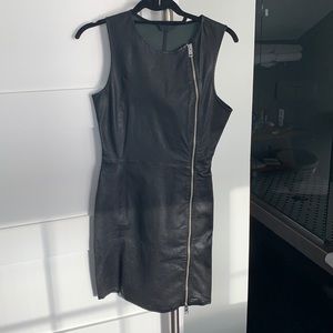 Black leather diesel dress with zip